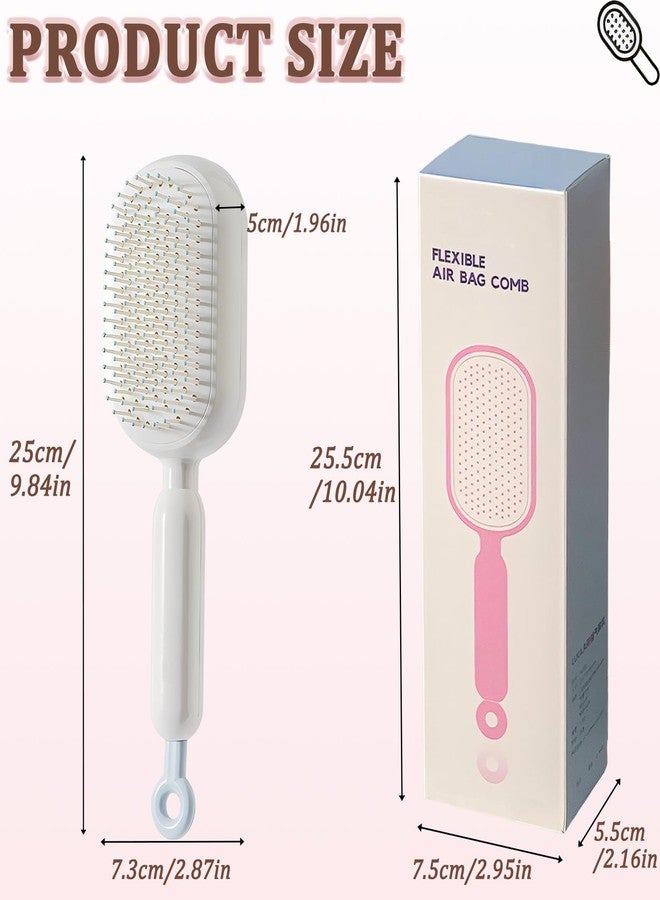 PMDYBY Retractable Cushion Massage Comb Brush, Pull Ring Cushion Massage Brush, Anti-Static Easy-Clean Massage Comb, Portable Travel, Smooth Clean Detangling Comb for All Hair Types(White) - Image 5